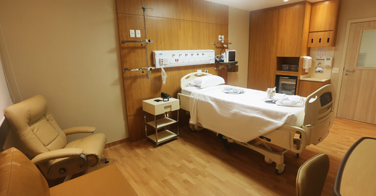 Imagem de um quarto no Hospital Pró-Cardíaco.